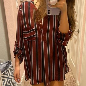 Oversized striped work shirt blouse